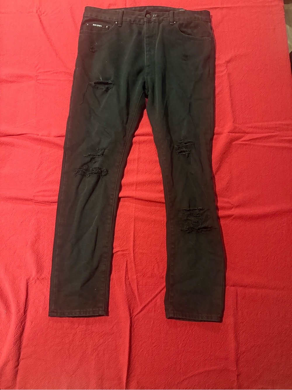 Palm Angels Black Distressed Skinny Jeans